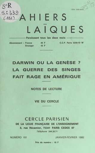 Darwin ou la Genèse ? : la guerre des singes fait rage en Amérique - Ernest Kahane, Michel Rouzé - FeniXX réédition numérique