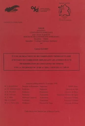 Étude de réactions de recombinaison trimoléculaire d'intérêt en combustion impliquant les atomes H et O, détermination de constantes de vitesse par la technique du tube à choc couplée à l'ARAS