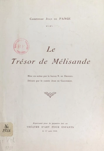 Le trésor de Mélisande - Pauline de Pange - FeniXX réédition numérique