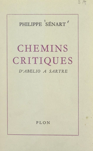 Chemins critiques - Philippe Sénart - FeniXX réédition numérique