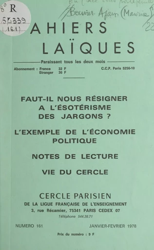 Faut-il nous résigner à l'ésotérisme des jargons ? - Maurice Bouvier-Ajam - FeniXX réédition numérique