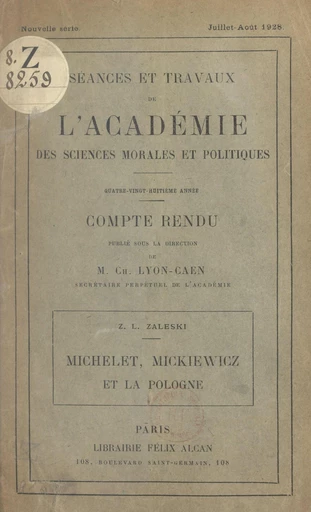 Michelet, Mickiewicz et la Pologne - Zygmunt Lubicz Zaleski - FeniXX réédition numérique