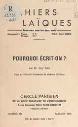 Pourquoi écrit-on ?