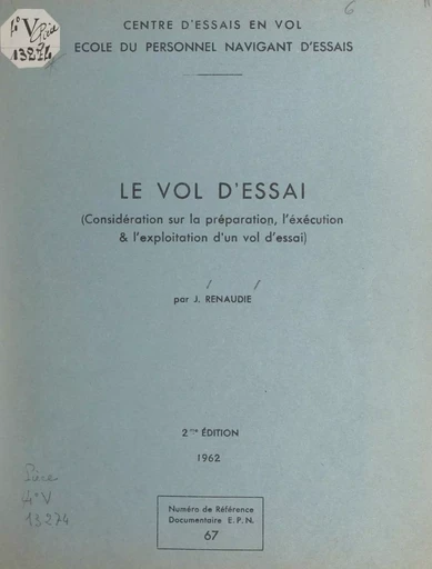 Le vol d'essai - Jean Renaudie - FeniXX réédition numérique