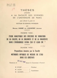 Étude analytique des spectres de vibration de la calcite, de la dolomite, et de la magnésite dans l'infrarouge extra 250 et 6500 CM-1