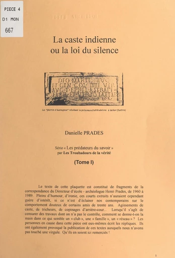 Les prédateurs du savoir (1). La caste indienne - Danielle Prades - FeniXX réédition numérique