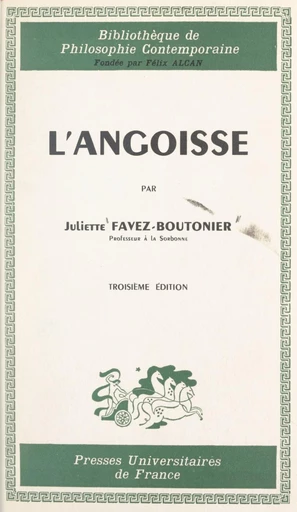 L'angoisse - Juliette Favez-Boutonier - FeniXX réédition numérique