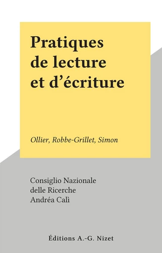 Pratiques de lecture et d'écriture - Andréa Calì - FeniXX réédition numérique