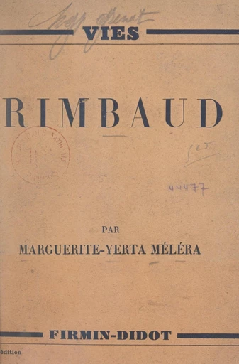 Rimbaud - Marguerite-Yerta Méléra - FeniXX réédition numérique