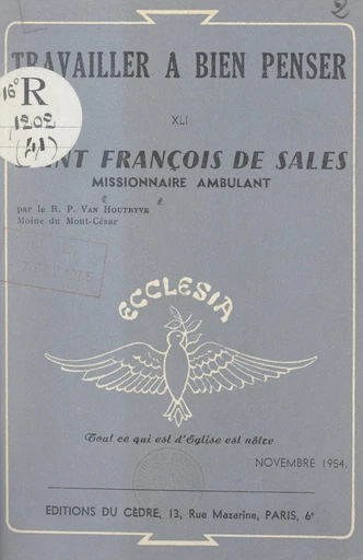 Saint François de Sales - Idesbald van Houtryve - FeniXX réédition numérique