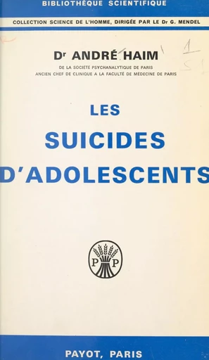 Les suicides d'adolescents - André Haim - FeniXX réédition numérique