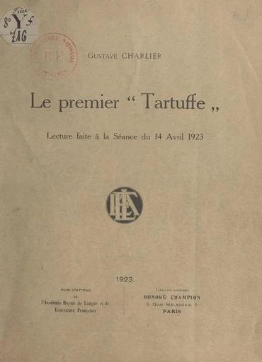 Le premier "Tartuffe" - Gustave Charlier - FeniXX réédition numérique