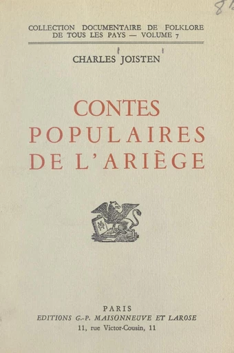 Contes populaires de l'Ariège - Charles Joisten - FeniXX réédition numérique