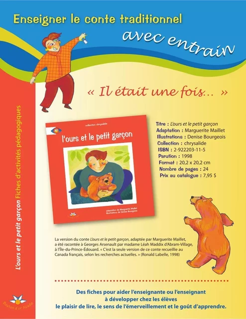 L'ours et le petit garçon - Fiches d’activités pédagogiques - Marguerite Maillet - Bouton d'or Acadie