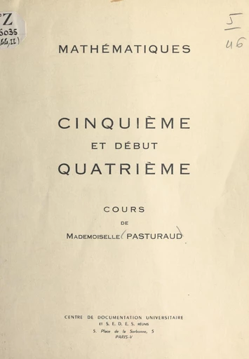 Mathématiques - Marie-Thérèse Pasturaud - FeniXX réédition numérique