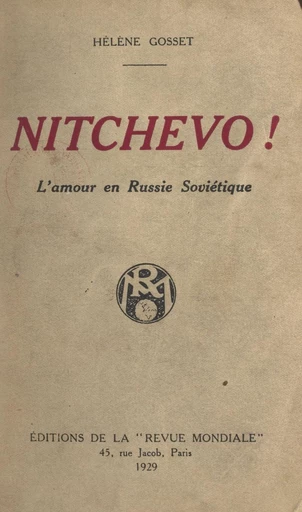 Nitchevo ! - Hélène Gosset - FeniXX réédition numérique