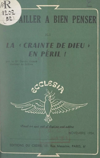 La crainte de Dieu en péril ! - Denys Gorce - FeniXX réédition numérique