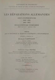 Les réparations allemandes, deux expériences : 1919-1932, 1945-1952