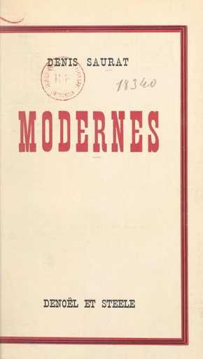 Modernes - Denis Saurat - FeniXX réédition numérique