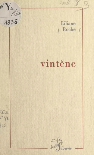 Vintène - Liliane Roche - FeniXX réédition numérique