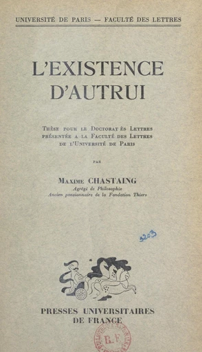 L'existence d'autrui - Maxime Chastaing - FeniXX réédition numérique