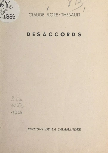 Désaccords - Claude Flore-Thébault - FeniXX réédition numérique