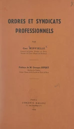 Ordres et syndicats professionnels