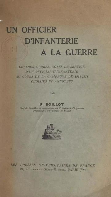 Un officier d'infanterie à la guerre - Félix Boillot - FeniXX réédition numérique