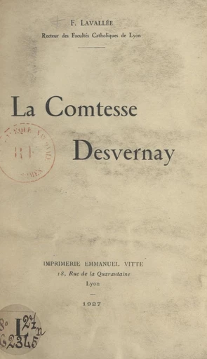 La comtesse Desvernay - Fleury Lavallée - FeniXX réédition numérique