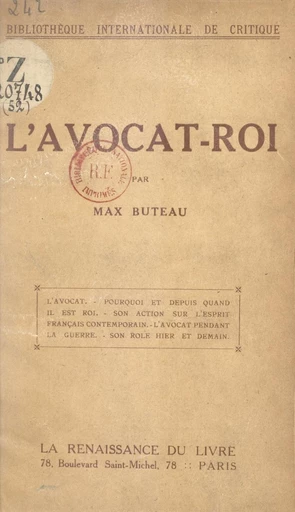 L'avocat-roi - Max Buteau - FeniXX réédition numérique