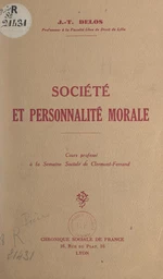 Société et personnalité morale