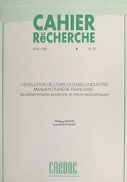 L'évolution de l'emploi dans l'industrie manufacturière française