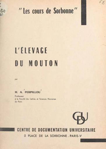 L'élevage du mouton - Aimé Perpillou - FeniXX réédition numérique