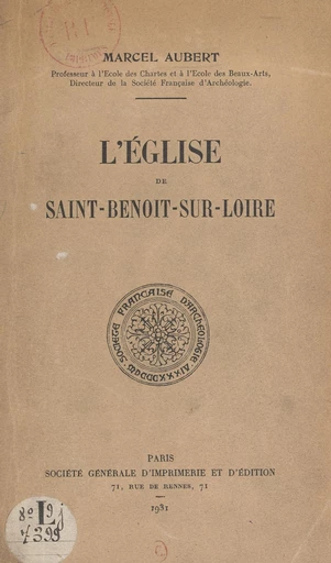 L'église de Saint-Benoît-sur-Loire - Marcel Aubert - FeniXX réédition numérique