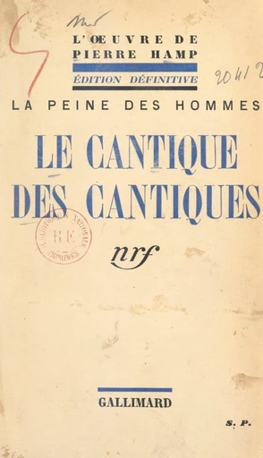 Le cantique des cantiques - Pierre Hamp - FeniXX réédition numérique