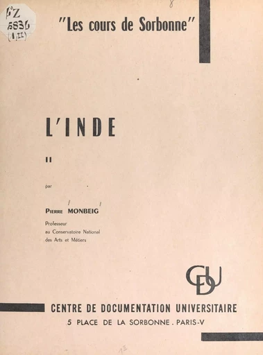 L'Inde - Pierre Monbeig - FeniXX réédition numérique