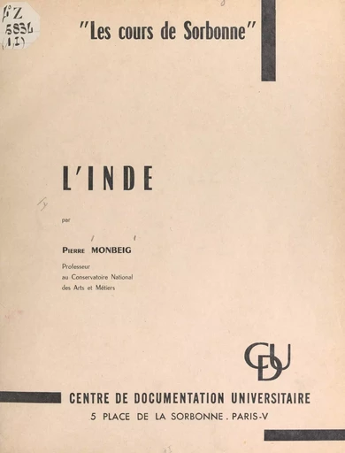 L'Inde - Pierre Monbeig - FeniXX réédition numérique