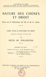 Nature des choses et droit : essai sur la dialectique du fait et de la valeur