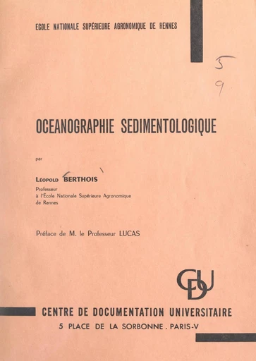 Océanographie sédimentologique - Léopold Berthois - FeniXX réédition numérique