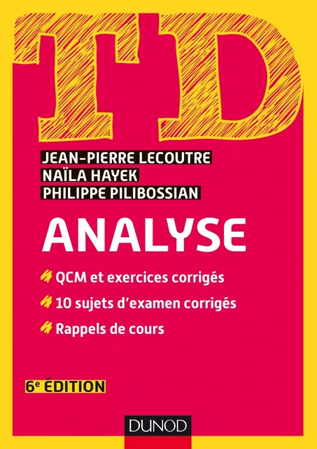 TD Analyse - 6e éd. - Jean-Pierre Lecoutre, Naïla Hayek, Philippe Pilibossian - Dunod