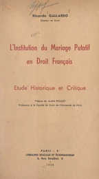 L'institution du mariage putatif en droit français