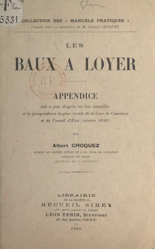 Les baux à loyer - Albert Croquez - FeniXX réédition numérique