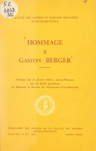 Hommage à Gaston Berger -  Collectif - FeniXX réédition numérique