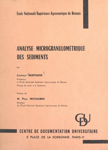 Analyse microgranulométrique des sédiments - Léopold Berthois - FeniXX réédition numérique