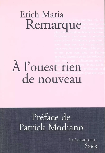 A l'ouest rien de nouveau - Erich Maria Remarque - Stock