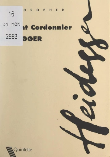 Heidegger - Vincent Cordonnier - FeniXX réédition numérique