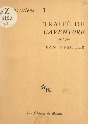 Traité de l'aventure - Jean Pfeiffer - FeniXX réédition numérique