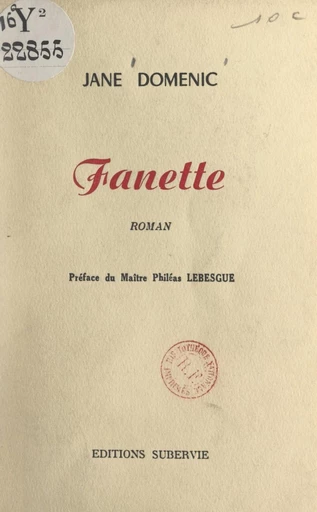 Fanette - Jane Domenic - FeniXX réédition numérique