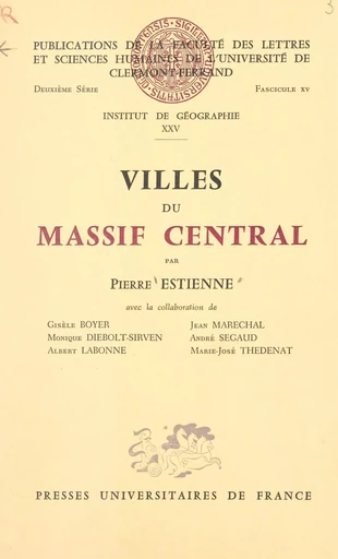 Villes du Massif central - Gisèle Boyer, Monique Diebolt-Sirven - FeniXX réédition numérique