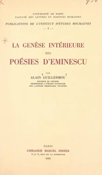 La genèse intérieure des poésies d'Eminescu